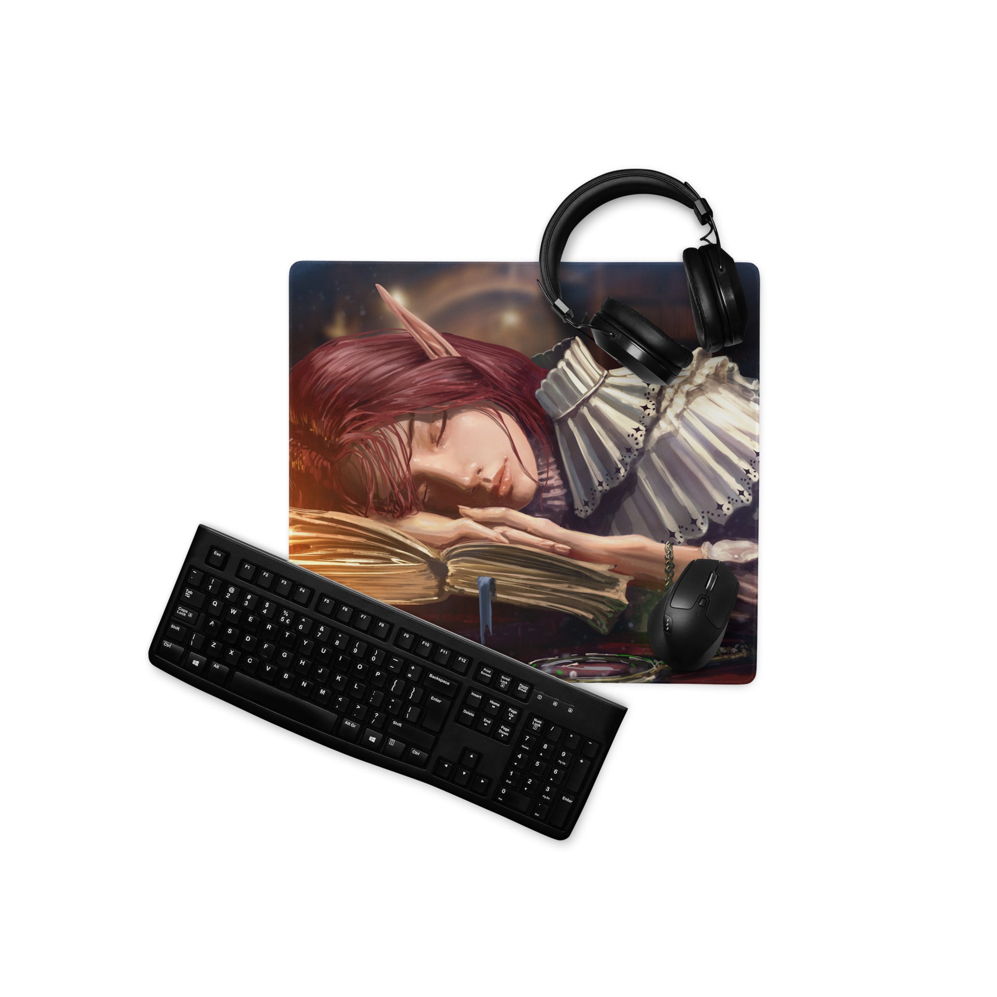 Gamer Mouse Pad Red Anime Desk Setup Manga Style Digital Illustration For Gaming Desk Large Non Slip