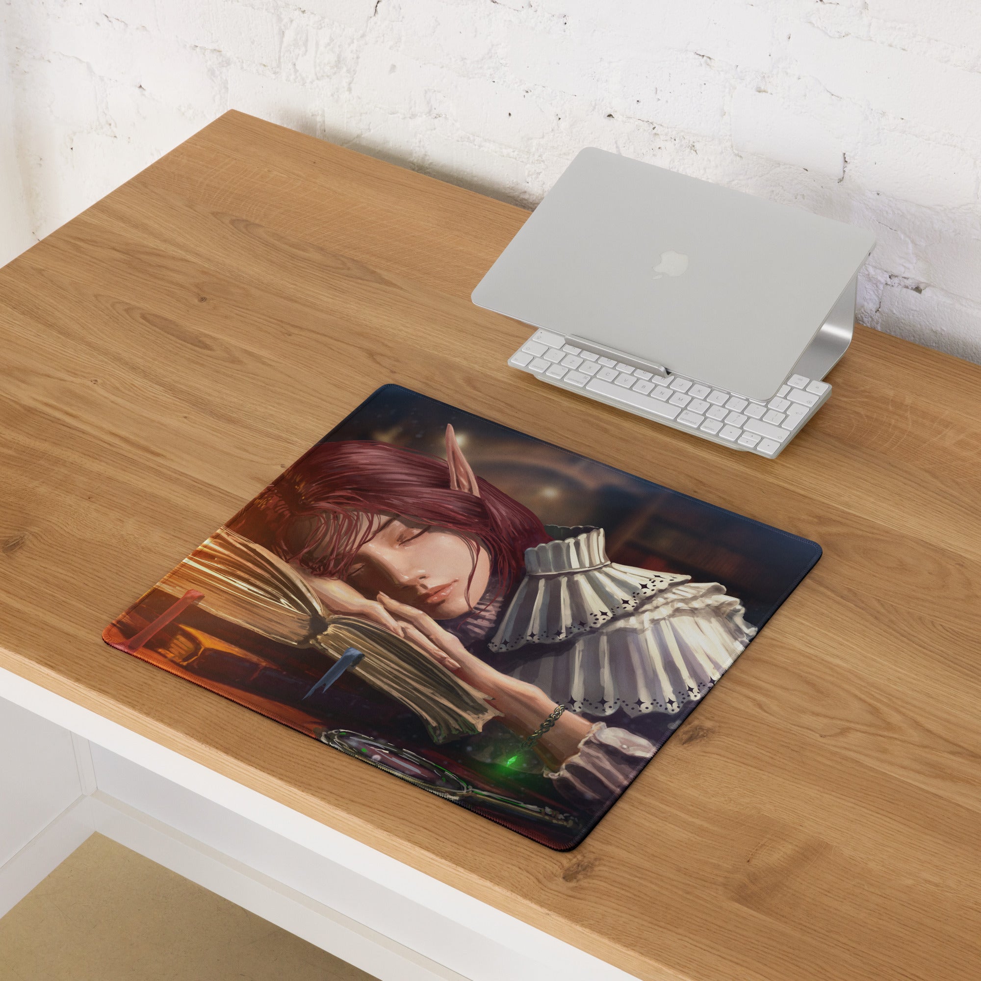 Gamer Mouse Pad Red Anime Desk Setup Manga Style Digital Illustration For Gaming Desk Large Non Slip