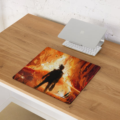 Fiery Orange Black Abstract Warrior Gaming Mouse Pad Large Non Slip Surface Edge Stitching for Dota CSGO