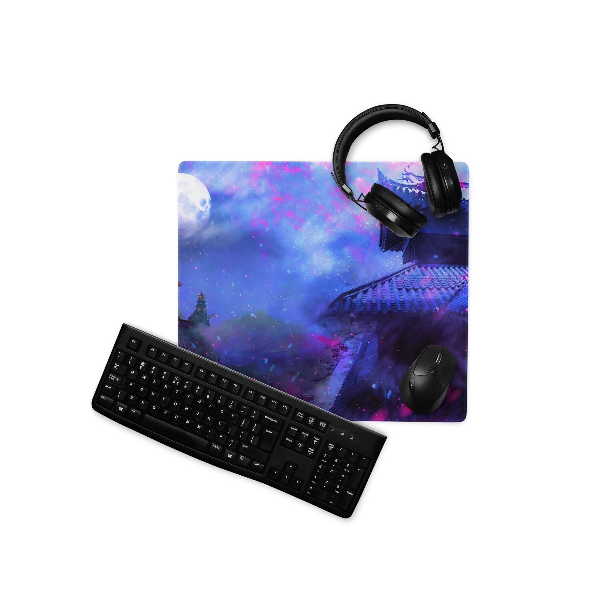 Gaming Mouse Pad Purple Blue Neon For Gaming Desk Large Non Slip Surface Digital Art Fantasy Cosmos