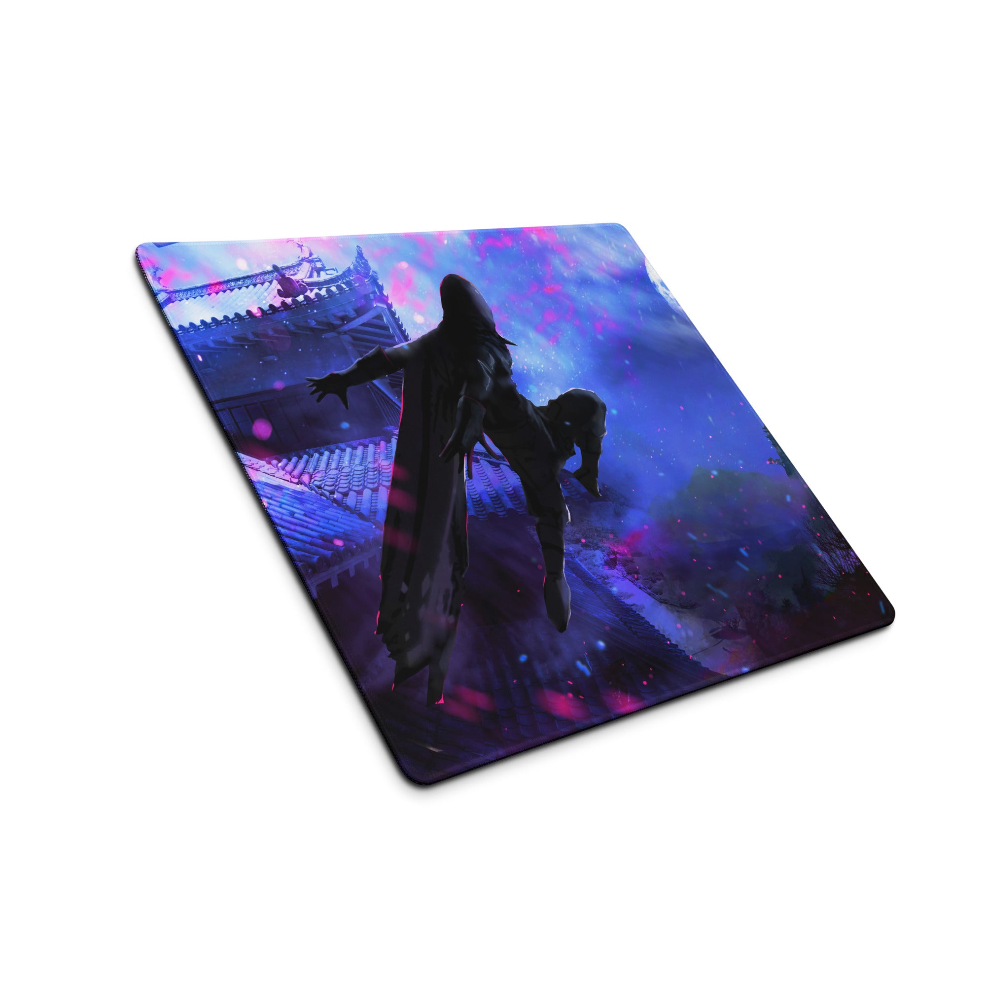 Gamer Mouse Pad Purple And Blue Nebula Theme For Gaming Desk Setup Neon Cyberpunk Art Style Large Size