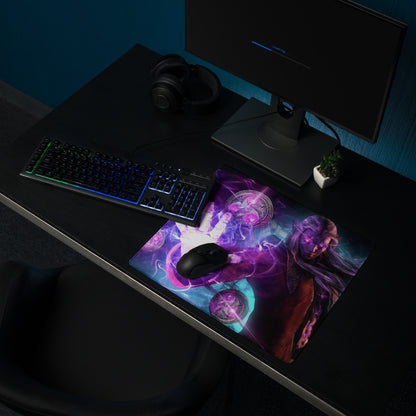 Large Gaming Mouse Pad Extended Desk Mat Purple Blue Neon Fantasy Art Style For Epic Gamer Battlestation Non Slip Surface