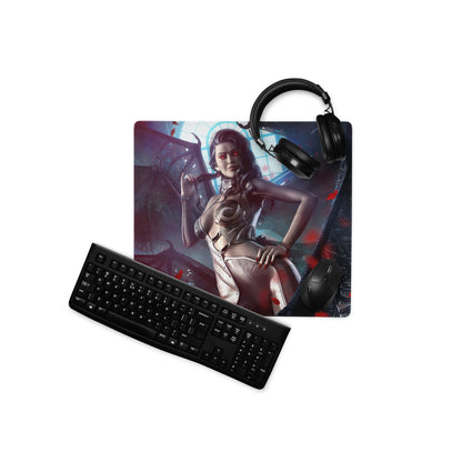 Gaming Mouse Pad Neon Red Blue Purple Cyberpunk Fantasy Desk Setup For PC Epic Dark Gamer Scene Digital Art