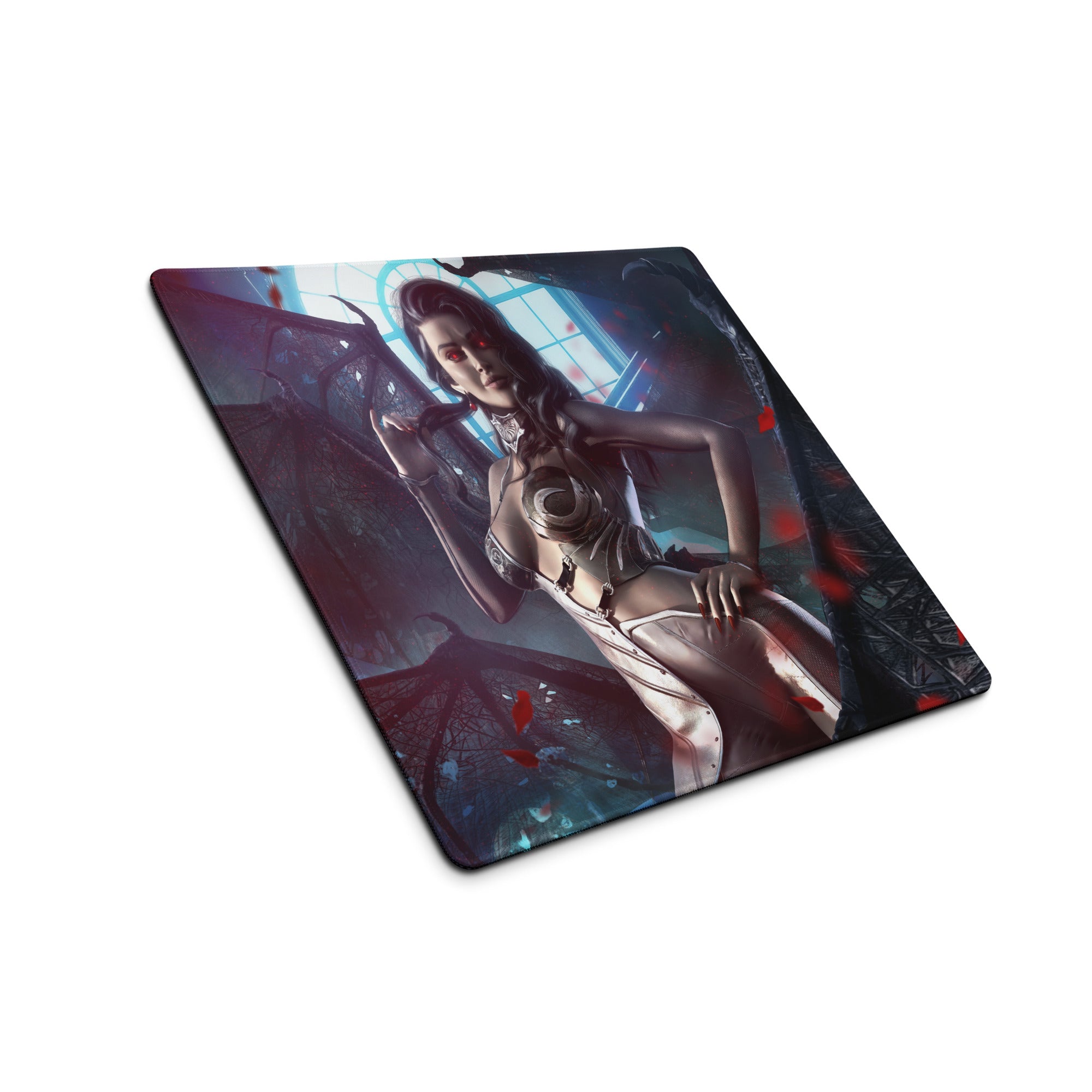 Gaming Mouse Pad Neon Red Blue Purple Cyberpunk Fantasy Desk Setup For PC Epic Dark Gamer Scene Digital Art