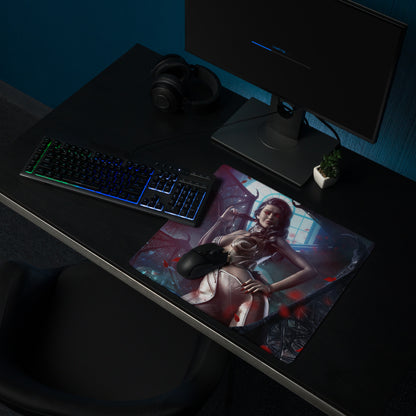 Gaming Mouse Pad Neon Red Blue Purple Cyberpunk Fantasy Desk Setup For PC Epic Dark Gamer Scene Digital Art