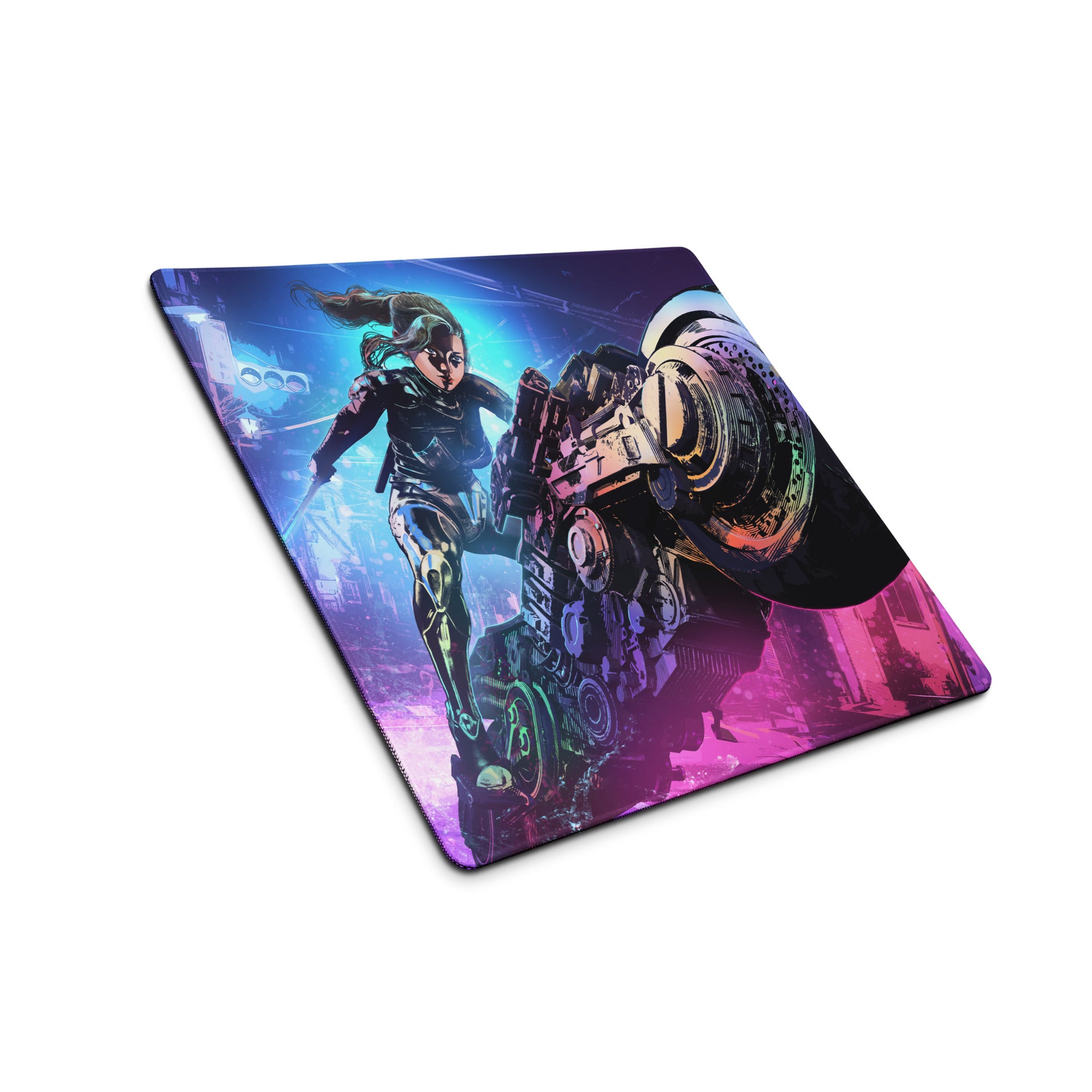 Gaming Mouse Pad Purple Blue Neon Cyberpunk Art For Gaming Desk Setup Large Non Slip Base