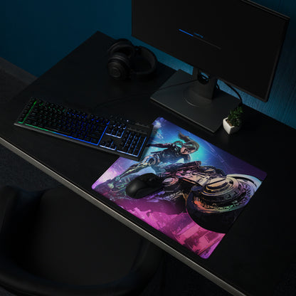 Gaming Mouse Pad Purple Blue Neon Cyberpunk Art For Gaming Desk Setup Large Non Slip Base