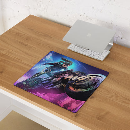 Gaming Mouse Pad Purple Blue Neon Cyberpunk Art For Gaming Desk Setup Large Non Slip Base
