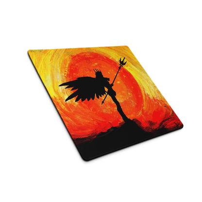 Gaming Mouse Pad Orange Sunset Silhouette Warrior Art Desk Setup Epic Mood Gamer Decor FPS MMO Digital Painting