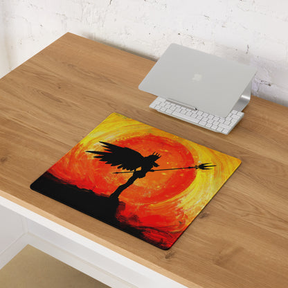 Gaming Mouse Pad Orange Sunset Silhouette Warrior Art Desk Setup Epic Mood Gamer Decor FPS MMO Digital Painting