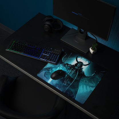 Blue Demon Warrior Gaming Mouse Pad Large Non Slip Edge Stitching Gaming Setup Mat