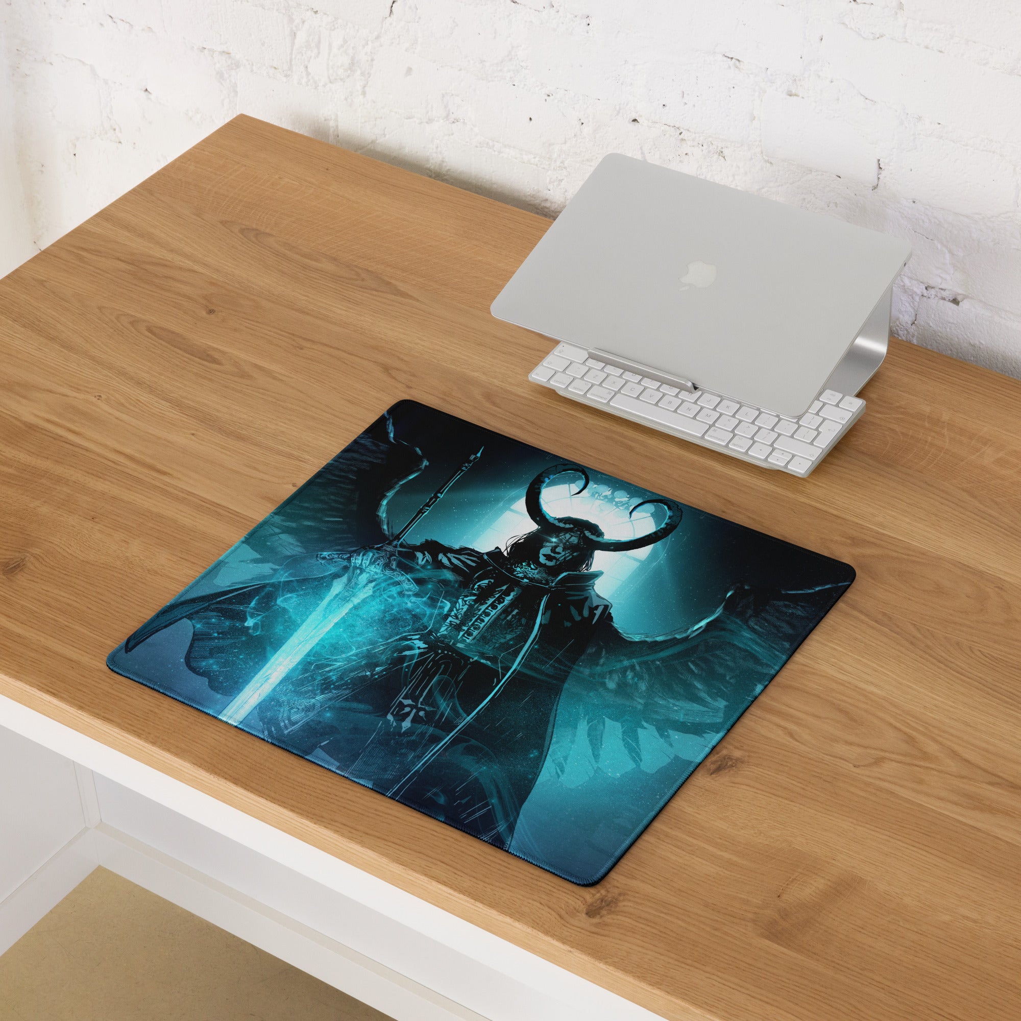 Blue Demon Warrior Gaming Mouse Pad Large Non Slip Edge Stitching Gaming Setup Mat