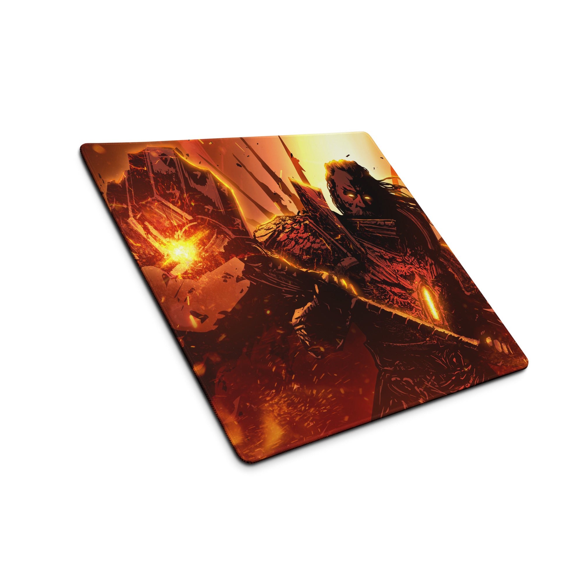 Gaming Mouse Pad Red Orange Black Style Modern Desk Intense Mood Gamer Decor Artwork
