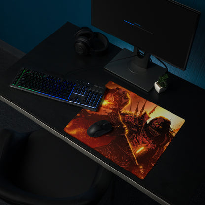 Gaming Mouse Pad Red Orange Black Style Modern Desk Intense Mood Gamer Decor Artwork