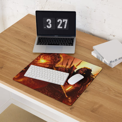 Gaming Mouse Pad Red Orange Black Style Modern Desk Intense Mood Gamer Decor Artwork