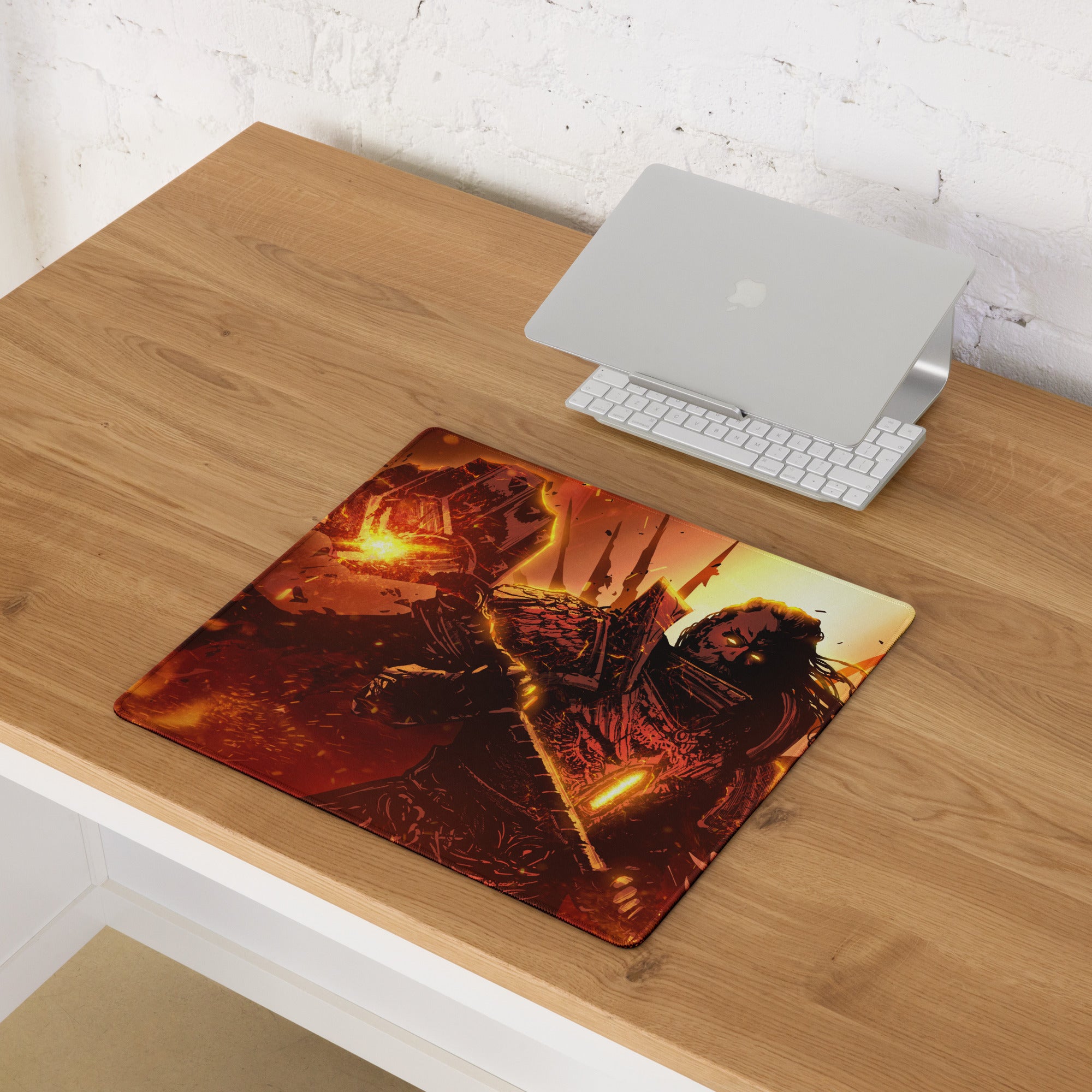 Gaming Mouse Pad Red Orange Black Style Modern Desk Intense Mood Gamer Decor Artwork