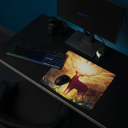 Gamer Mouse Pad Warm Orange Gold Deer Silhouette Art Desktop Desk Pad for Gaming Setup Large Non Slip Surface
