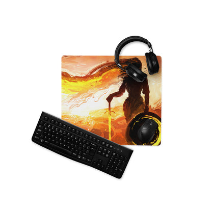Orange Black Fiery Abstract Gaming Mouse Pad Large Non Slip With Edge Stitching For Gaming Setup
