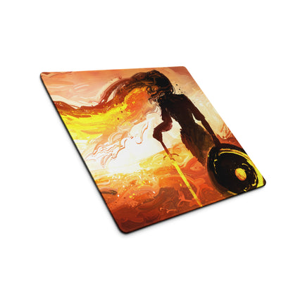 Orange Black Fiery Abstract Gaming Mouse Pad Large Non Slip With Edge Stitching For Gaming Setup