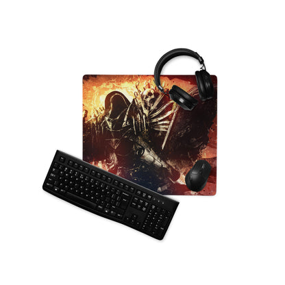 Gaming Mouse Pad Orange Black Fire Graphic For Desktop Setup Modern Art Style Bold Mood Gamer Desk Mat Digital Art Print