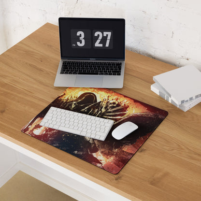 Gaming Mouse Pad Orange Black Fire Graphic For Desktop Setup Modern Art Style Bold Mood Gamer Desk Mat Digital Art Print