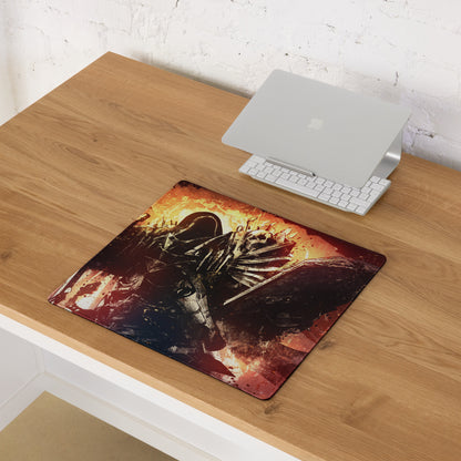 Gaming Mouse Pad Orange Black Fire Graphic For Desktop Setup Modern Art Style Bold Mood Gamer Desk Mat Digital Art Print