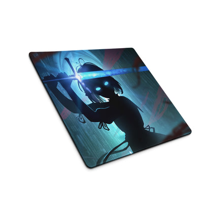 Blue Neon Gaming Mouse Pad For Desk Setup In Digital Art Style With Immersive Cyberpunk Mood And Large Extended Surface