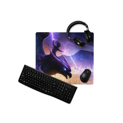 Gaming Mouse Pad Purple Blue Neon Fantasy Dragon Art for Gaming Desk Large Non Slip Edge Stitch