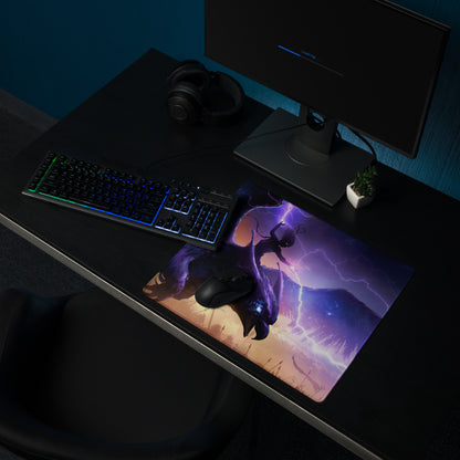 Gaming Mouse Pad Purple Blue Neon Fantasy Dragon Art for Gaming Desk Large Non Slip Edge Stitch