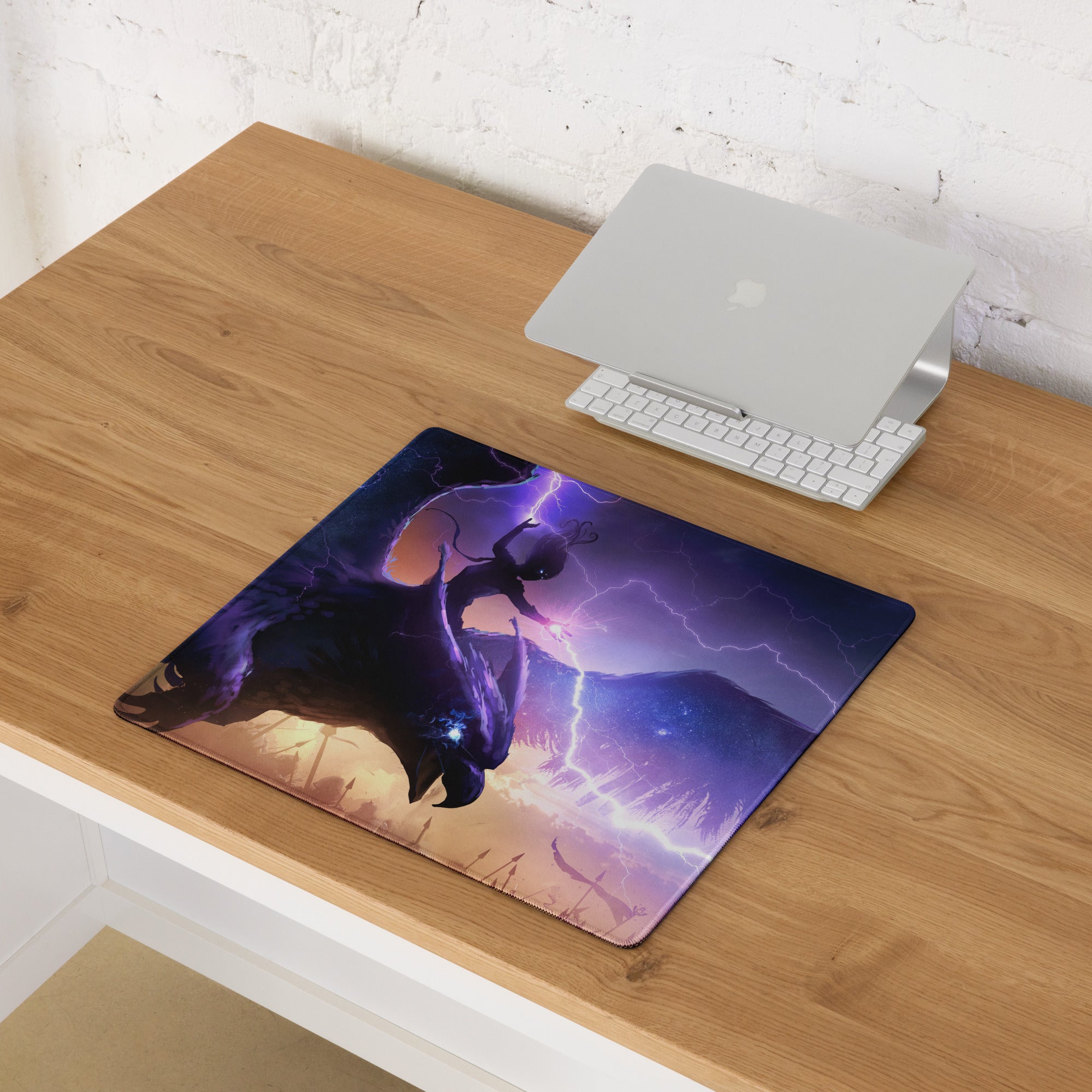 Gaming Mouse Pad Purple Blue Neon Fantasy Dragon Art for Gaming Desk Large Non Slip Edge Stitch
