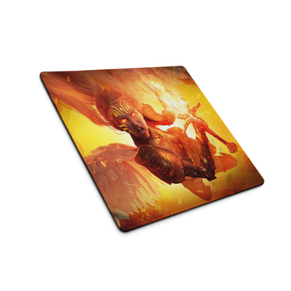 Gaming Mouse Pad Large Orange Red Fire Theme For Gaming Desk Setup Non Slip Edge Stitching Cyberpunk Digital Artwork