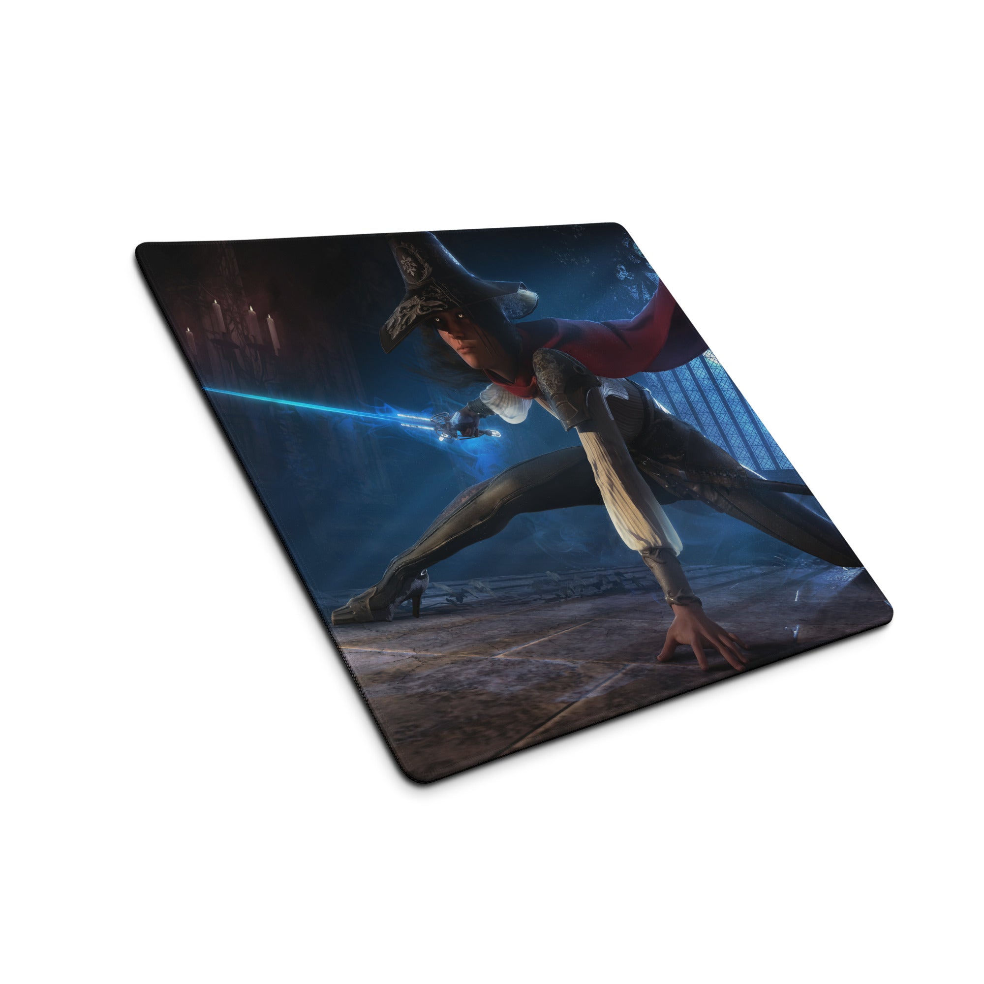 Dark Blue Witch Themed Gaming Mouse Pad Large Size Non Slip Edge Stitching for Dota CS GO Setup Epic Fantasy Desk Decor