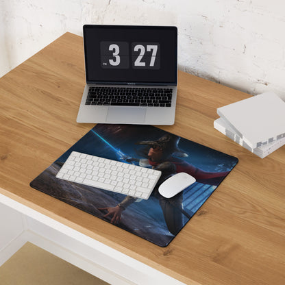 Dark Blue Witch Themed Gaming Mouse Pad Large Size Non Slip Edge Stitching for Dota CS GO Setup Epic Fantasy Desk Decor