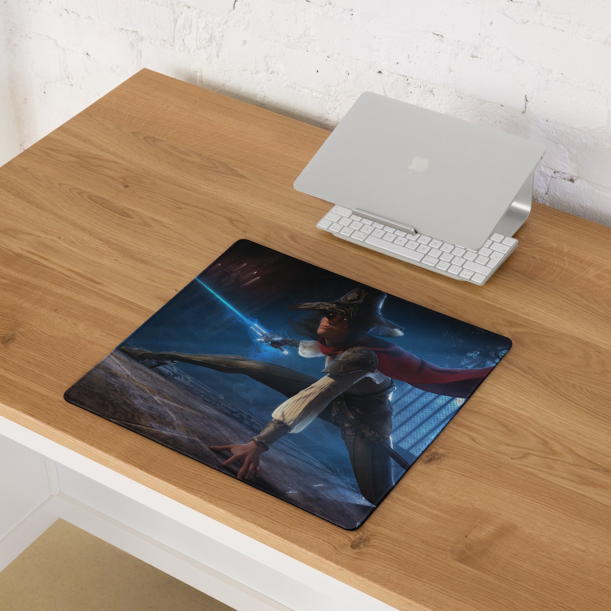 Dark Blue Witch Themed Gaming Mouse Pad Large Size Non Slip Edge Stitching for Dota CS GO Setup Epic Fantasy Desk Decor