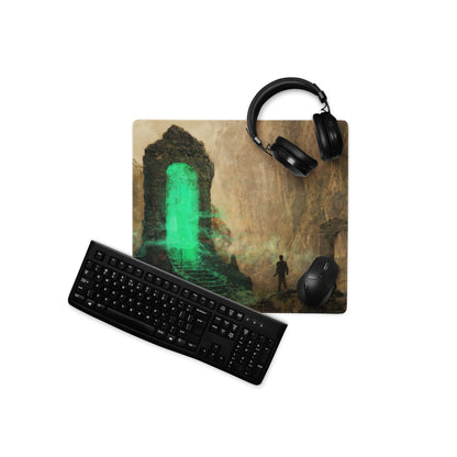Gaming Mouse Pad Large Extended Green Glow Portal Scene for Gaming Desk Setup Epic Fantasy Digital Art Style Non Slip