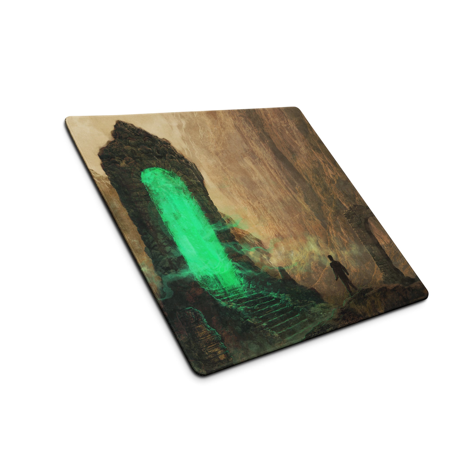Gaming Mouse Pad Large Extended Green Glow Portal Scene for Gaming Desk Setup Epic Fantasy Digital Art Style Non Slip