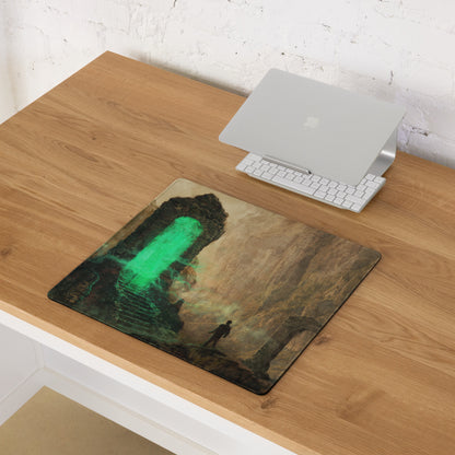 Gaming Mouse Pad Large Extended Green Glow Portal Scene for Gaming Desk Setup Epic Fantasy Digital Art Style Non Slip