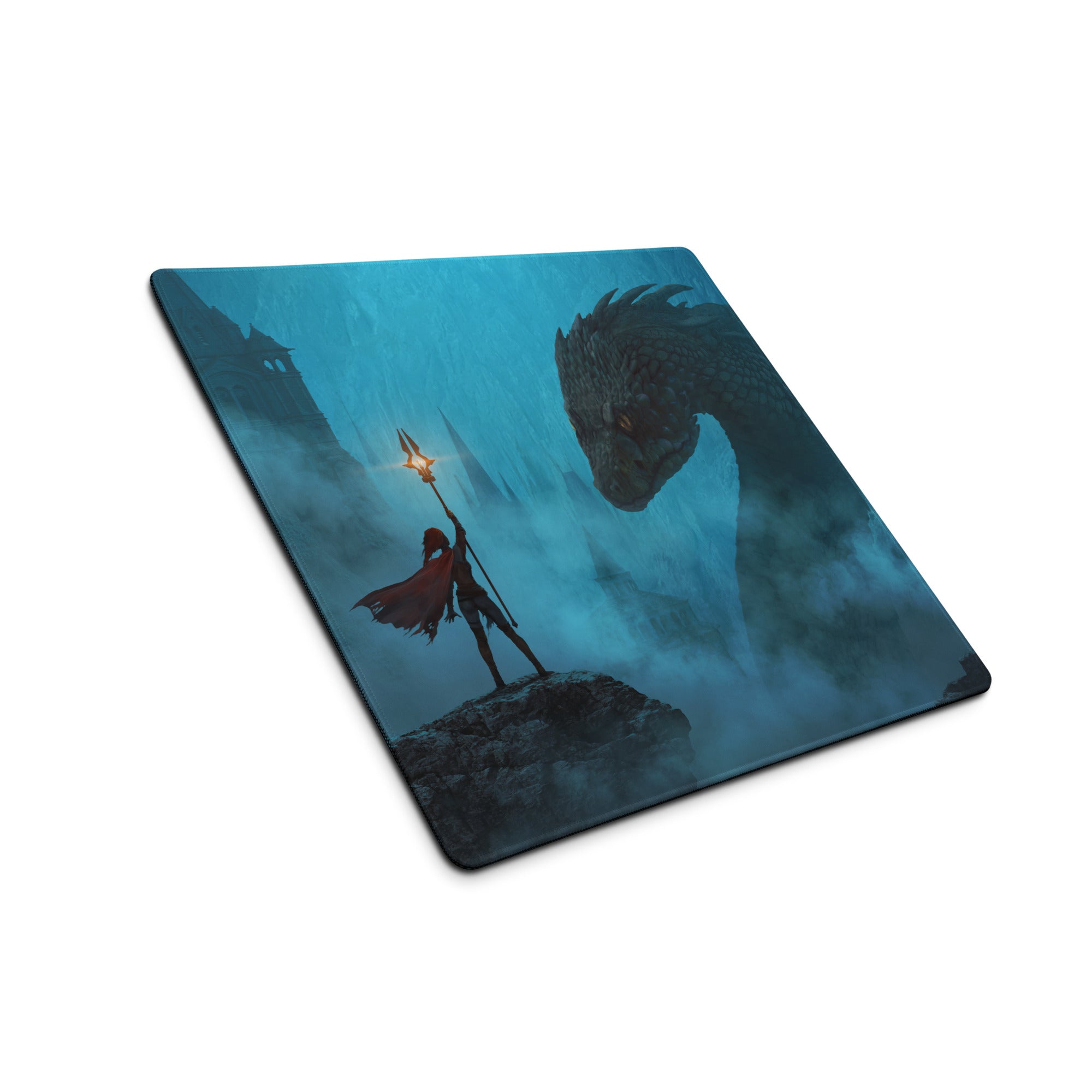 Blue Dragon Fantasy Gaming Mouse Pad for Desk Setup Immersive Digital Artwork Style