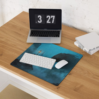 Blue Dragon Fantasy Gaming Mouse Pad for Desk Setup Immersive Digital Artwork Style
