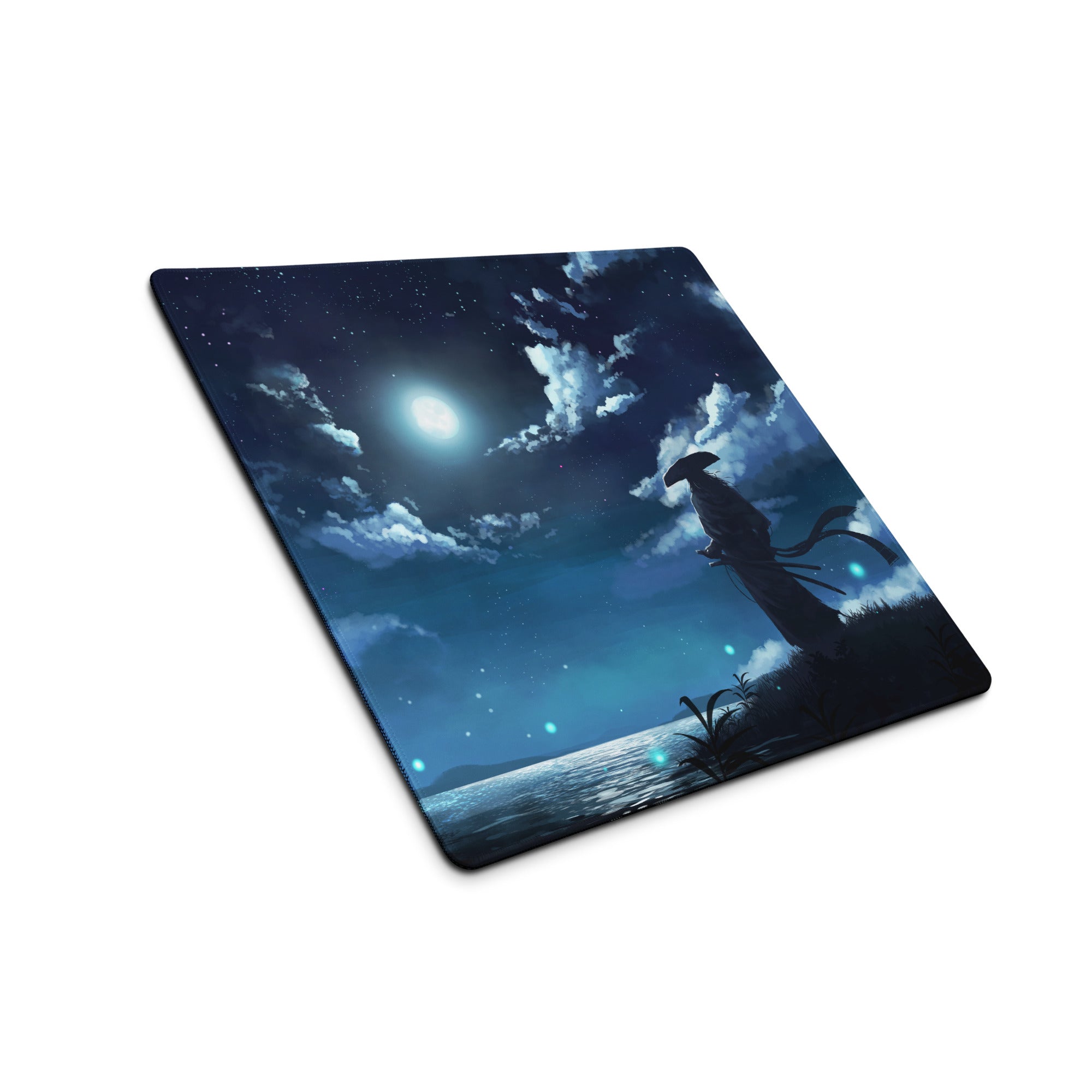 Gaming Mouse Pad Blue Night Sky Theme For Desk Gaming Setup Large Non Slip Edge Stitching Mystic Wilderness Art Style