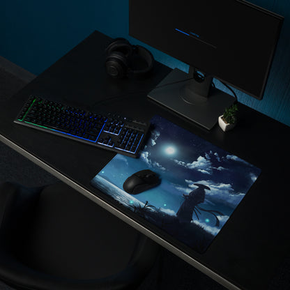 Gaming Mouse Pad Blue Night Sky Theme For Desk Gaming Setup Large Non Slip Edge Stitching Mystic Wilderness Art Style