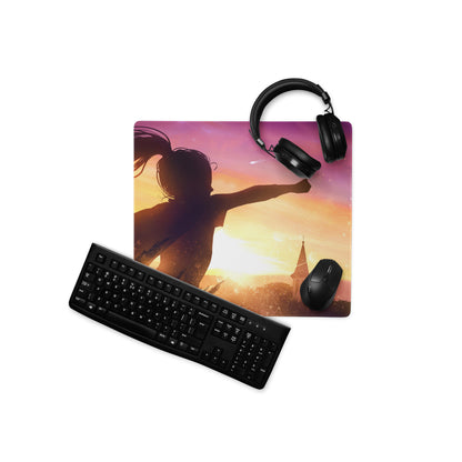 Gaming Mouse Pad Sunset Orange Pink Purple Gradient For Gaming Desk Setup Cinematic Silhouette Digital Art