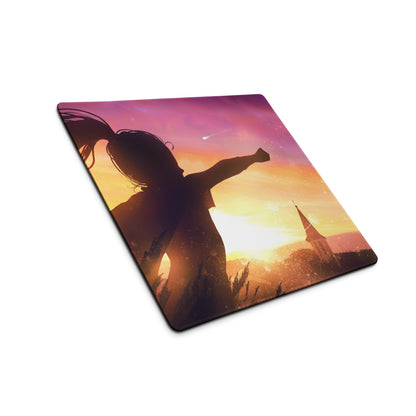Gaming Mouse Pad Sunset Orange Pink Purple Gradient For Gaming Desk Setup Cinematic Silhouette Digital Art
