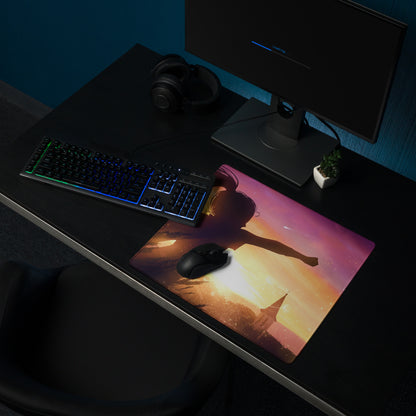 Gaming Mouse Pad Sunset Orange Pink Purple Gradient For Gaming Desk Setup Cinematic Silhouette Digital Art