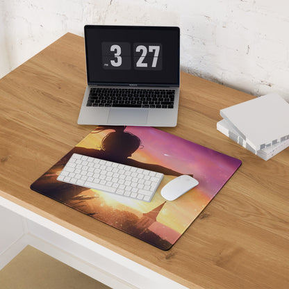 Gaming Mouse Pad Sunset Orange Pink Purple Gradient For Gaming Desk Setup Cinematic Silhouette Digital Art