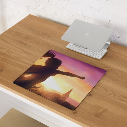 Gaming Mouse Pad Sunset Orange Pink Purple Gradient For Gaming Desk Setup Cinematic Silhouette Digital Art