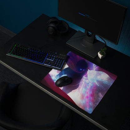 Gaming Mouse Pad Purple Blue Neon Lightning Cyberpunk Desk Mat For Gaming Setup Non Slip Surface
