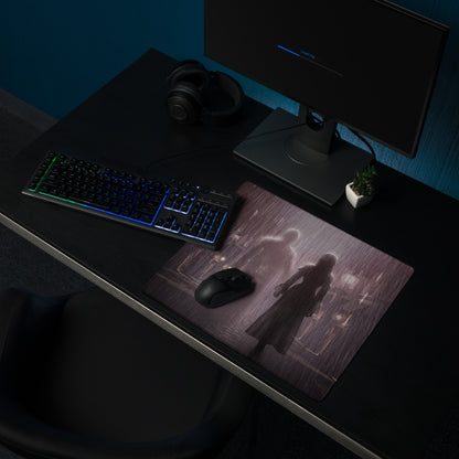 Dark Purple Gray Rainy City Noir Gaming Mouse Pad For Desktop Setup With Large Size And Non Slip Edges
