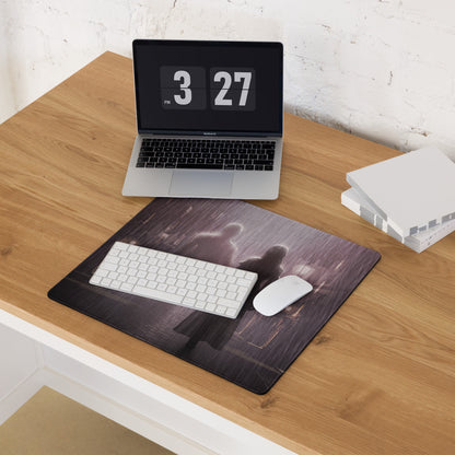 Dark Purple Gray Rainy City Noir Gaming Mouse Pad For Desktop Setup With Large Size And Non Slip Edges