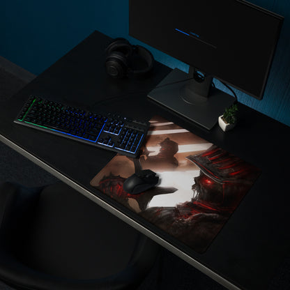Gaming Mouse Pad Large Red And Black Battle Art For Gaming Desk Setup Non Slip Base HD Print For Competitive Esports